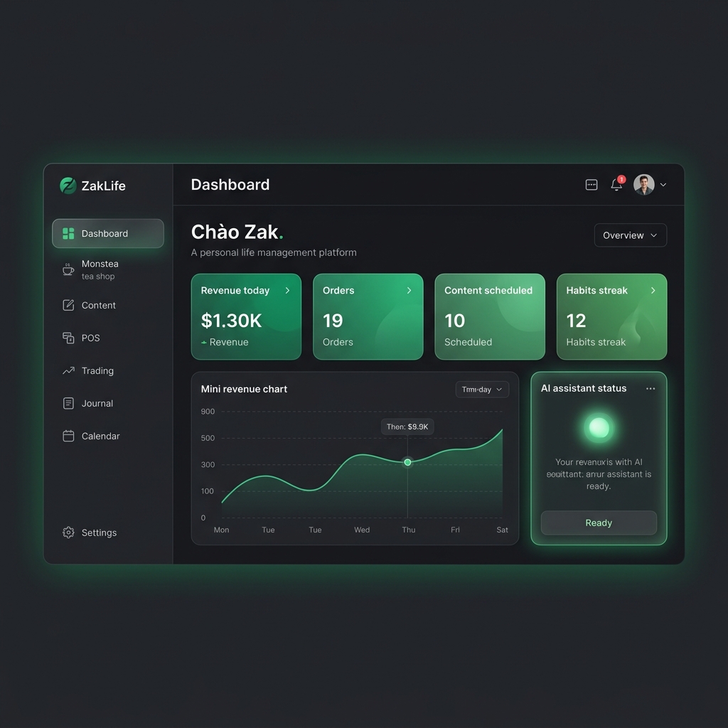 Ảnh thật dashboard ZakLife